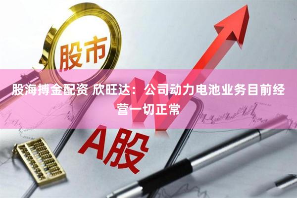 股海搏金配资 欣旺达：公司动力电池业务目前经营一切正常
